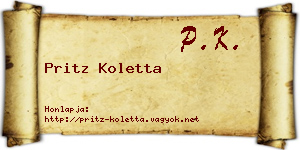 Pritz Koletta névjegykártya